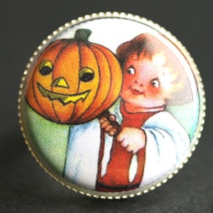 Anillo de calabaza. Anillo de Halloween. Anillo de truco o trato. Anillo ajustable de plata. Joyería de Halloween. Joyería hecha a mano.