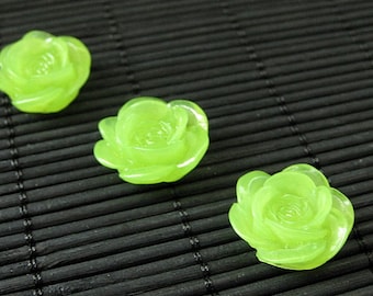 Green Rose Flower Refrigerator Magnets. Set of Three. Spring Green Flower Magnets. Office Magnets. Fridge Magnets. Handmade Home Decor.