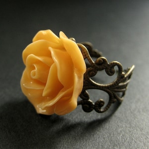 Tangerine Orange Rose Ring. Orange Flower Ring. Filigree Adjustable Ring. Flower Jewelry. Handmade Jewelry. image 3