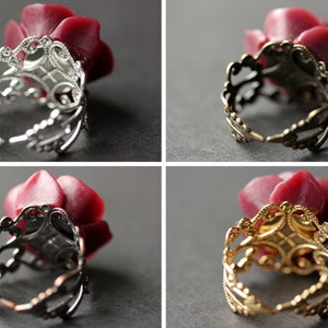 Maroon Rose Ring. Dark Red Flower Ring. Gold Ring. Silver Ring. Bronze Ring. Copper Ring. Adjustable Ring. Handmade Jewelry. image 4