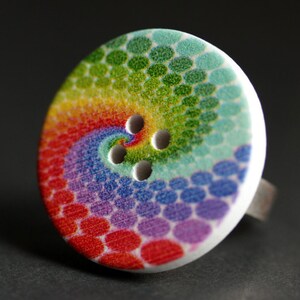 Rainbow Ring. Rainbow Button Ring. Silver Adjustable Ring. Rainbow Jewelry. Chakra Ring. Gay Pride Ring. Handmade Jewelry.