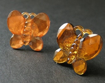 Orange Butterfly Earrings. Orange Earrings. Silver Stud Earrings. Butterfly Earrings. Post Earrings. Handmade Earrings. Handmade Jewelry.