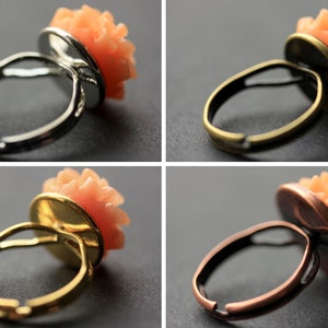 Peach Mum Flower Ring. Peach Chrysanthemum Ring. Peach Flower Ring. Peach Ring. Adjustable Ring. Handmade Flower Jewelry. image 4