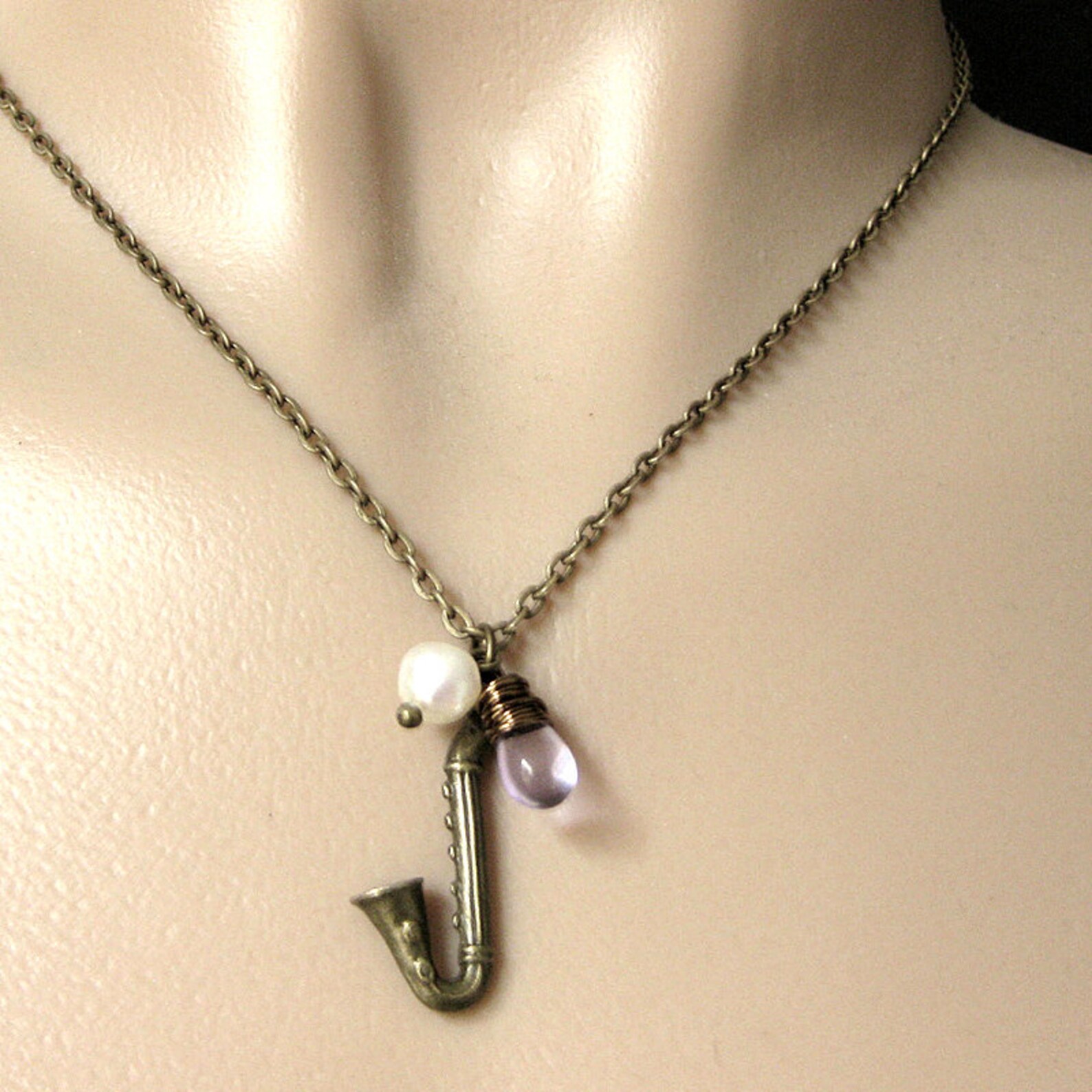 Saxophone Necklace. Band Necklace. Horn Necklace. Music Etsy