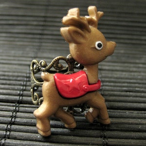 Christmas Ring. Santa&#39;s Reindeer Holiday Ring. Deer Ring. Adjustable Ring in Bronze. Christmas Jewelry. Handmade Jewelry.