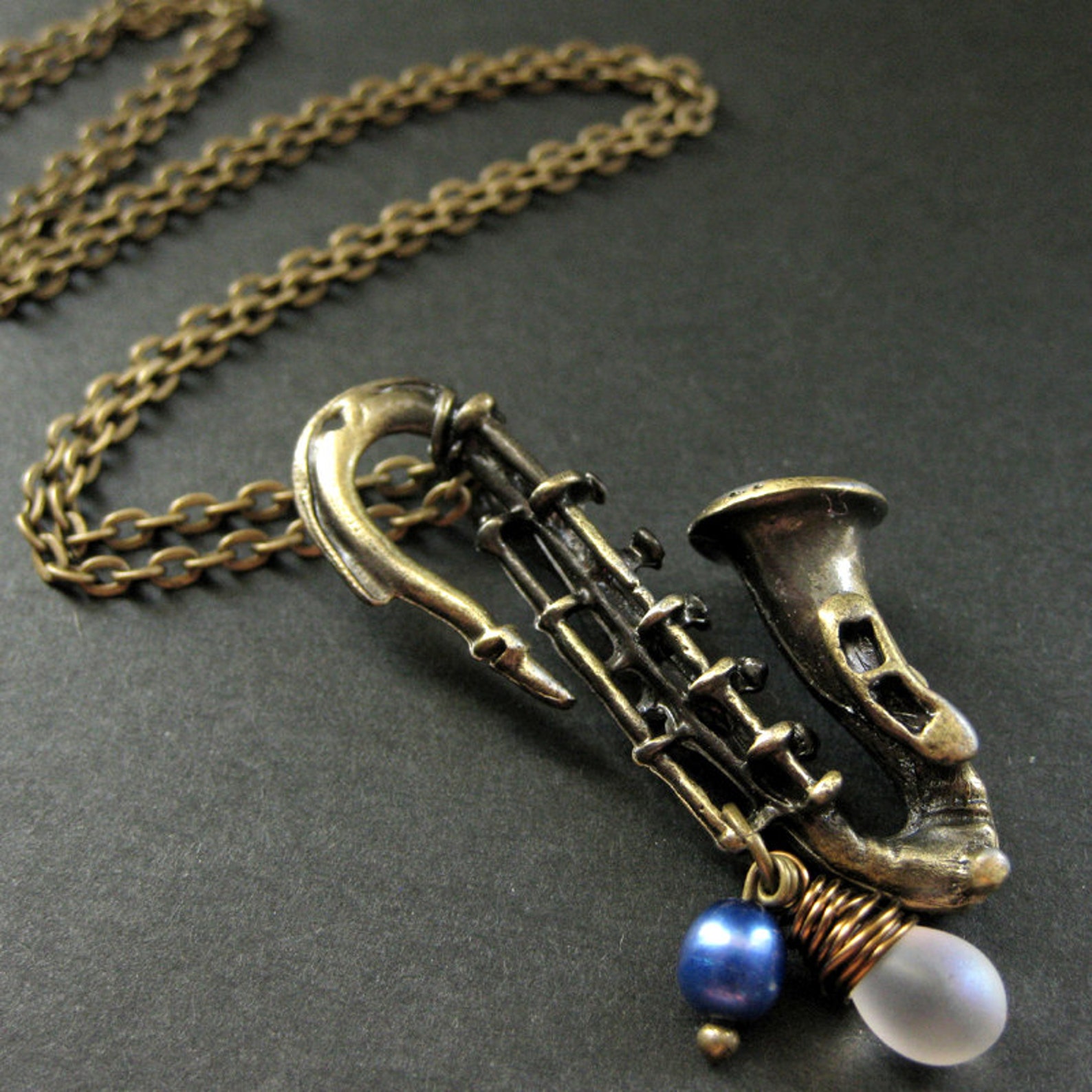 VALENTINE SALE Saxophone Necklace. Musical Instrument Necklace Etsy