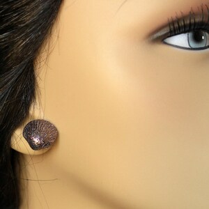 Metallic Seashell Earrings. Clam Shell Earrings. Bronze Post Earrings. Beach Earrings. Sea Shell Earrings. Stud Earrings. Handmade Jewelry. image 5