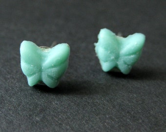 Mini Butterfly Earrings. Turquoise Earrings. Silver Post Earrings. Turquoise Butterfly Earrings. Stud Earrings. Handmade Jewelry.