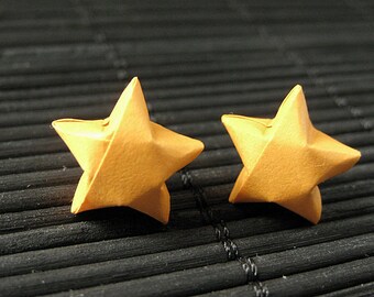 Star Earrings. Orange Star Earrings. Oragami Star Earrings. Paper Star Earrings. Silver Post Earrings. Stud Earrings. Origami Jewelry.