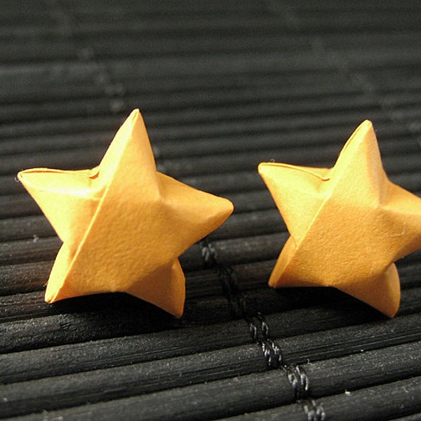 Star Earrings. Orange Star Earrings. Oragami Star Earrings. Paper Star Earrings. Silver Post Earrings. Stud Earrings. Origami Jewelry.