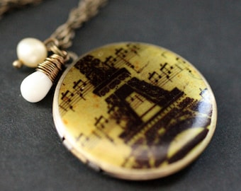 Eiffel Tower Locket Necklace. Eiffel Tower Necklace. Paris Locket with White Coral Teardrop and Pearl. France Necklace. Handmade Jewelry.