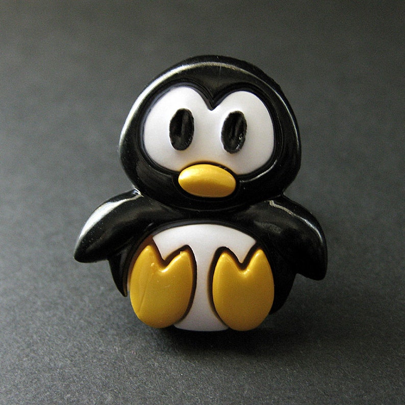 Penguin Ring. Bird Ring. Black and White Ring. Cartoon Penguin Ring. Kawaii Ring. Silver Ring. Adjustable Ring. Handmade Jewelry. image 3