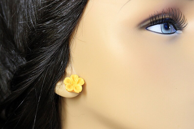 Mustard Yellow Flower Earrings. Marigold Yellow Earrings. Etsy