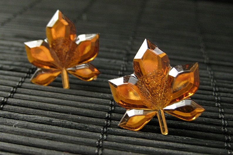 Autumn Leaf Earrings. Maple Leaf Earrings with Silver Stud Earring Backs. Leaf Earrings. Handmade Jewelry. image 1