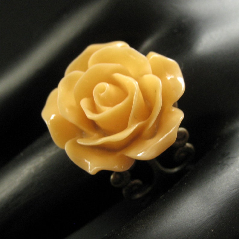 Tangerine Orange Rose Ring. Orange Flower Ring. Filigree Adjustable Ring. Flower Jewelry. Handmade Jewelry. image 2