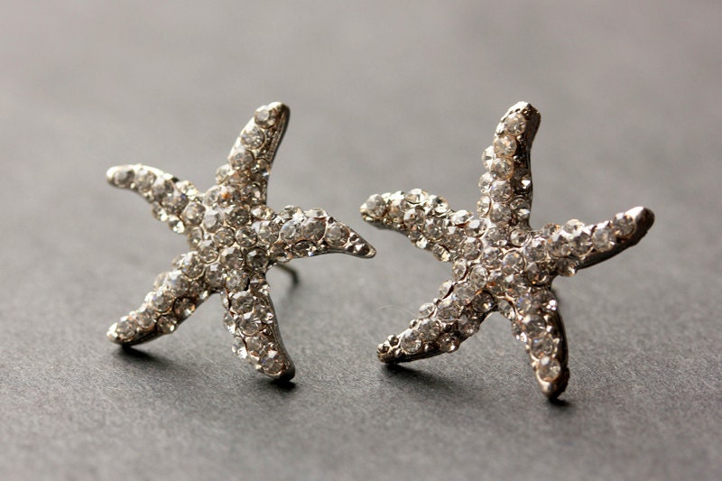 Silber Seestern Ohrringe - Ozean-Thema Schmuck Für Frauen Sommer Strand
