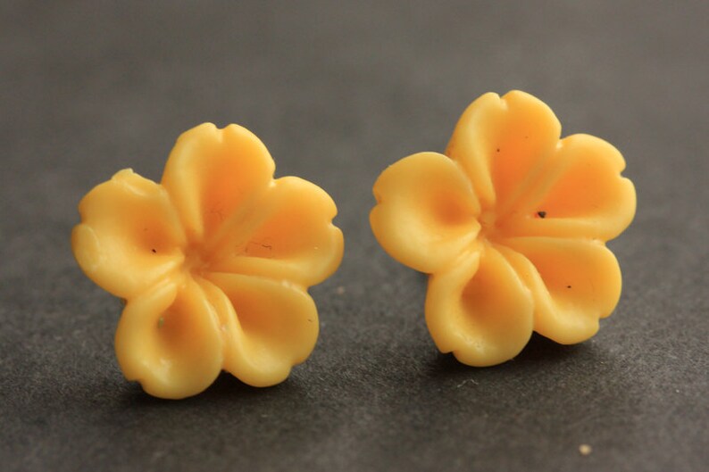Mustard Yellow Flower Earrings. Marigold Yellow Earrings. Etsy