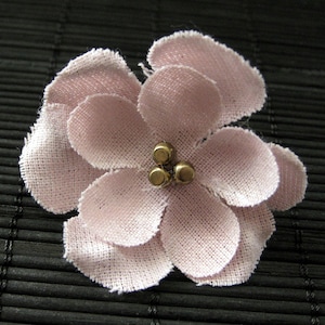 Fabric Flower Ring. Pale Pink Flower Ring. Cherry Blossom Ring. Bronze Filigree Adjustable Ring. Handmade Jewelry.