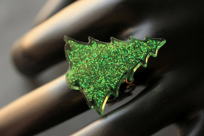 Christmas Tree Ring. Glitter Ring. Christmas Ring. Holiday Jewelry ...