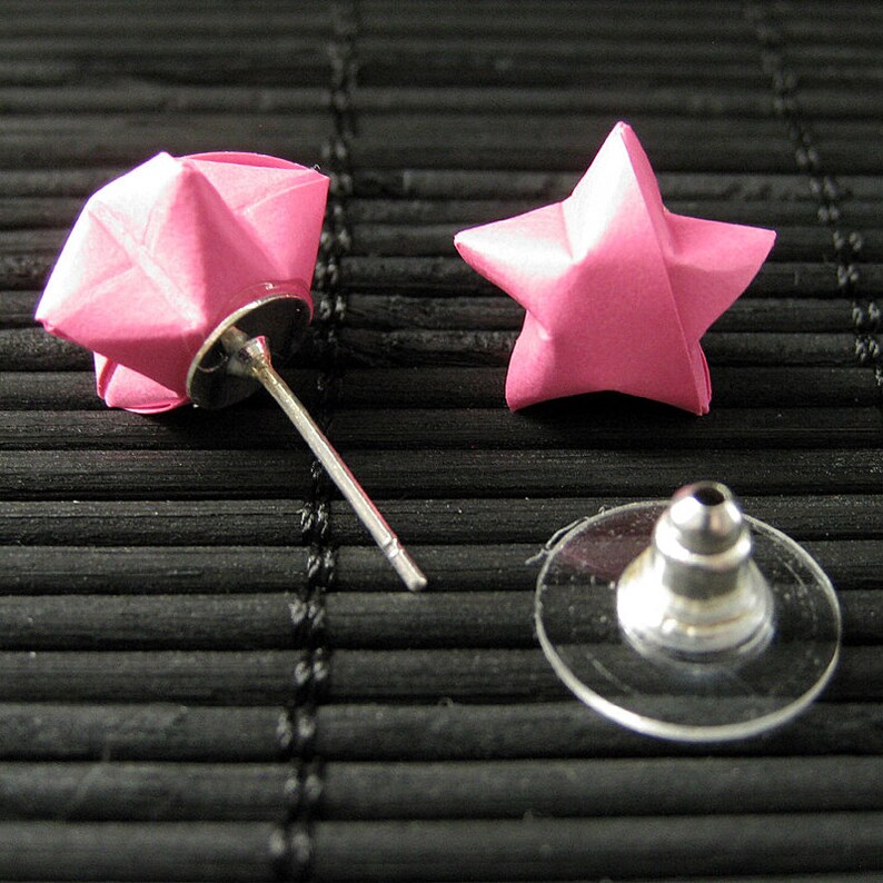 Star Earrings. Hot Pink Star Earrings. Origami Star Earrings. Etsy