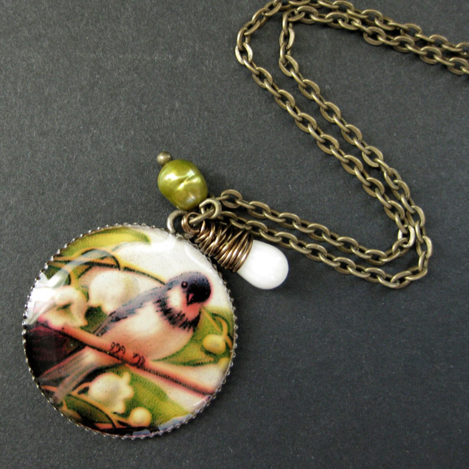 Bird Necklace. Handmade Pendant Necklace With Wire Wrapped Etsy