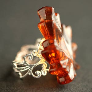 Brown Maple Leaf Ring. Autumn Leaf Ring. Fall Leaves Filigree Ring ...