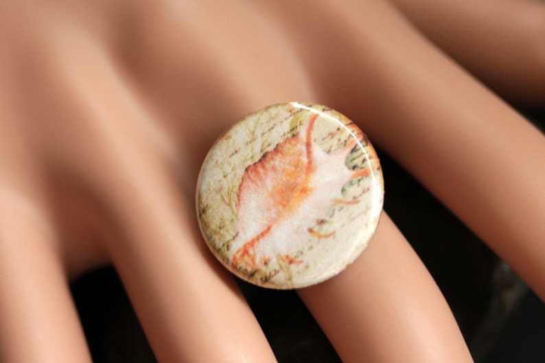 Conch Shell Ring. Seashell Ring. Nature Ring. Beach Ring. Sea Shell Ring. Adjustable Ring. Bronze Ring. Graphic Button Ring. Handmade Ring. image 2