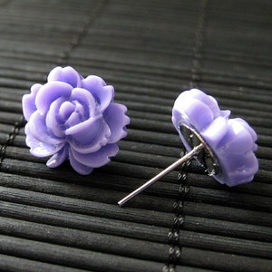 Lavender Lotus Flower Earrings in Resin with Silver Stud Earrings. Handmade Jewelry by Stumbling On Sainthood. Handmade Jewelry. image 3