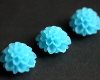 Blue Mum Flower Refrigerator Magnets. Set of Three. Bright Blue Flower Magnets. Fridge Magnets. Office Magnets. Handmade Home Decor.