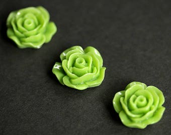 Spring Green Rose Magnets. Set of Three Fridge Magnets. Green Flower Magnet Set. Refrigerator Magnets. Office Magnets or Kitchen  Decor.