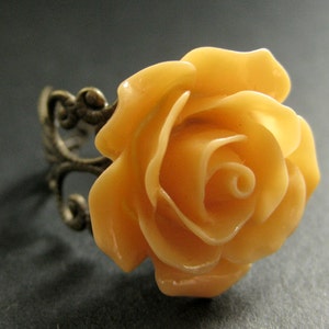 Tangerine Orange Rose Ring. Orange Flower Ring. Filigree Adjustable Ring. Flower Jewelry. Handmade Jewelry. image 1