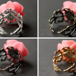 Coral Pink Rose Ring. Coral Pink Flower Ring. Gold Ring. Silver Ring. Bronze Ring. Copper Ring. Adjustable Ring. Handmade Jewelry. image 4