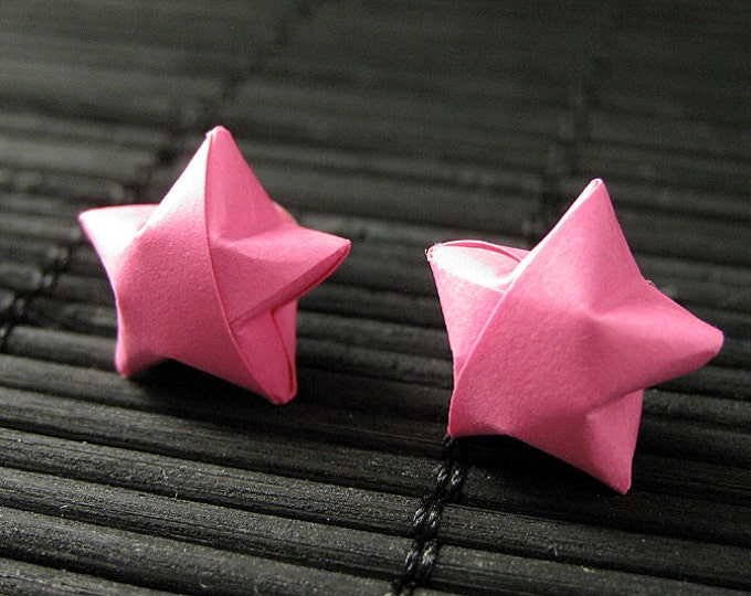 Star Earrings. Hot Pink Star Earrings. Origami Star Earrings. Etsy