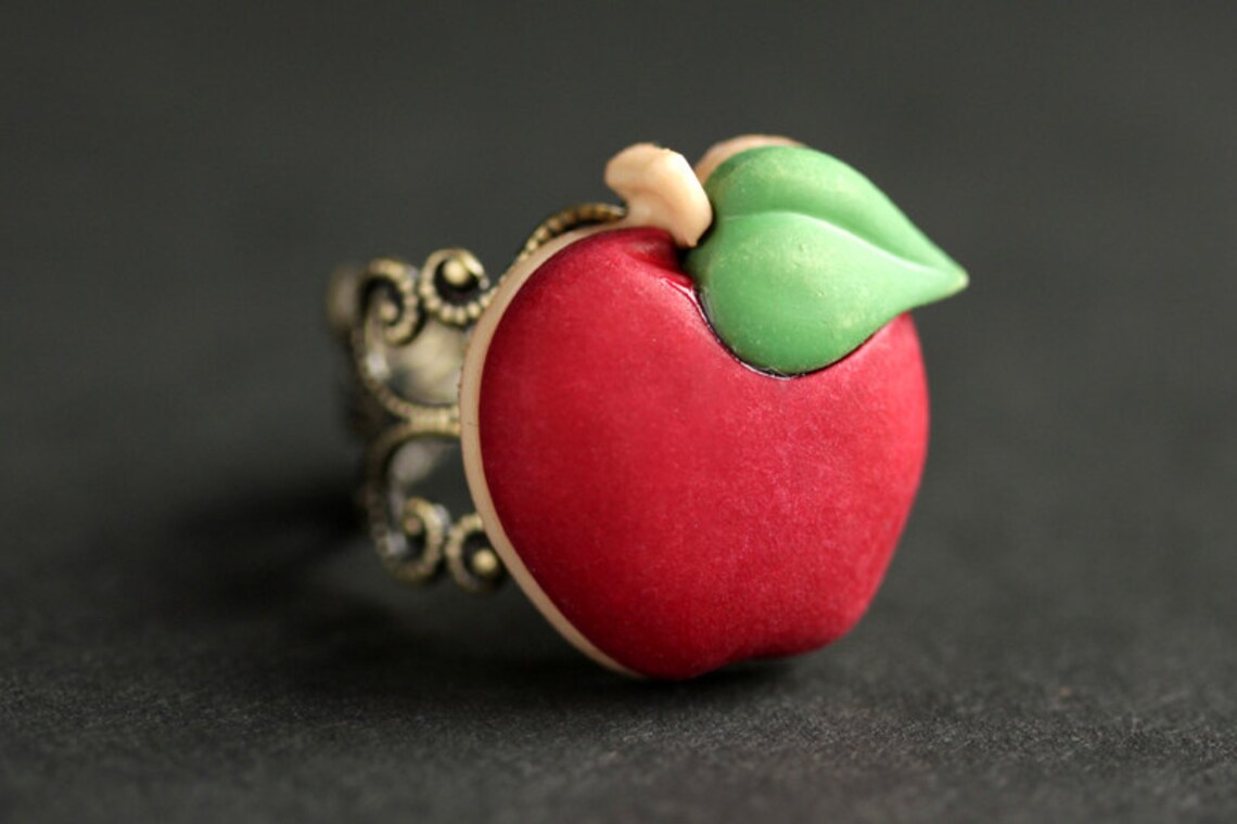 Apple Ring. Red Ring. Fruit Ring. Red Apple Ring. Food Ring. Etsy