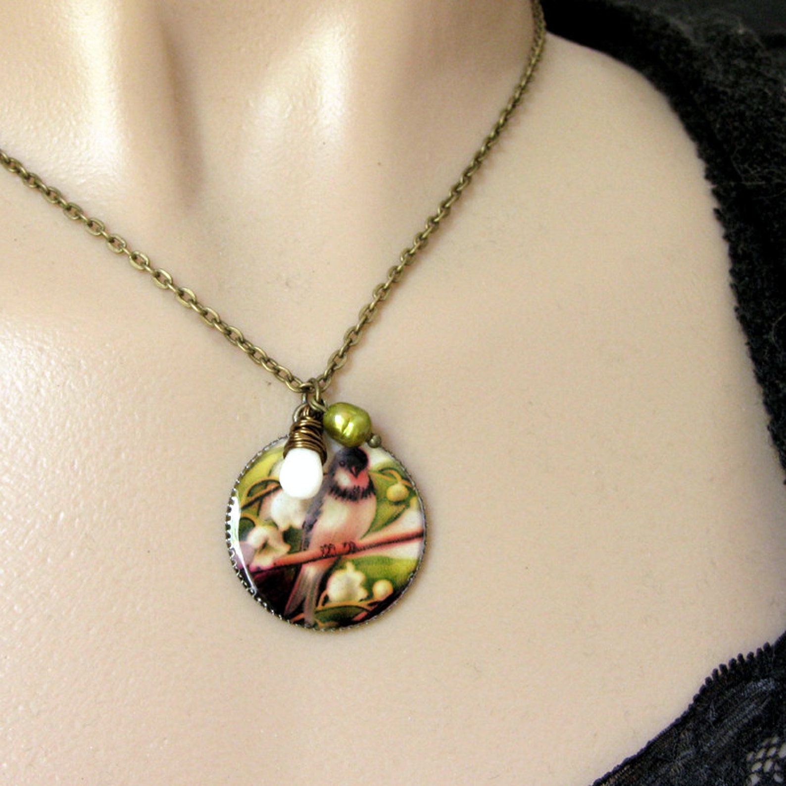 Bird Necklace. Handmade Pendant Necklace With Wire Wrapped Etsy