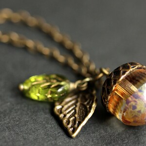 Acorn Necklace. Frost & Fawn Acorn Pendant. Glass Acorn Necklace. Bronze Acorn Charm Necklace. Acorn Jewelry. image 2