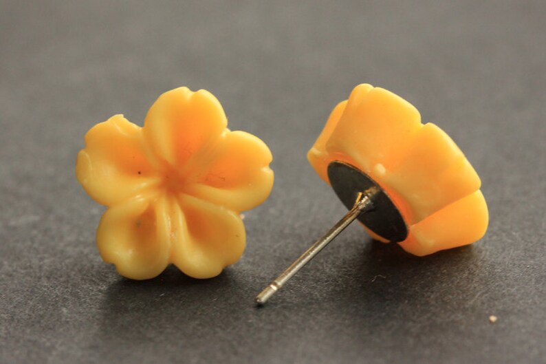 Mustard Yellow Flower Earrings. Marigold Yellow Earrings. Etsy