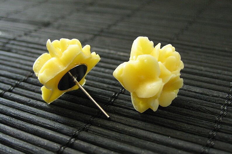 Yellow Flower Cluster Earrings. Yellow Flower Earrings. Silver Etsy