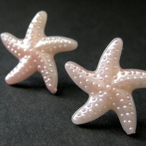 Pale Pink Starfish Earrings. Pink Star Earrings. Pink Earrings. Silver Stud Earrings. Star Fish Earrings. Post Earrings. Handmade Jewelry.