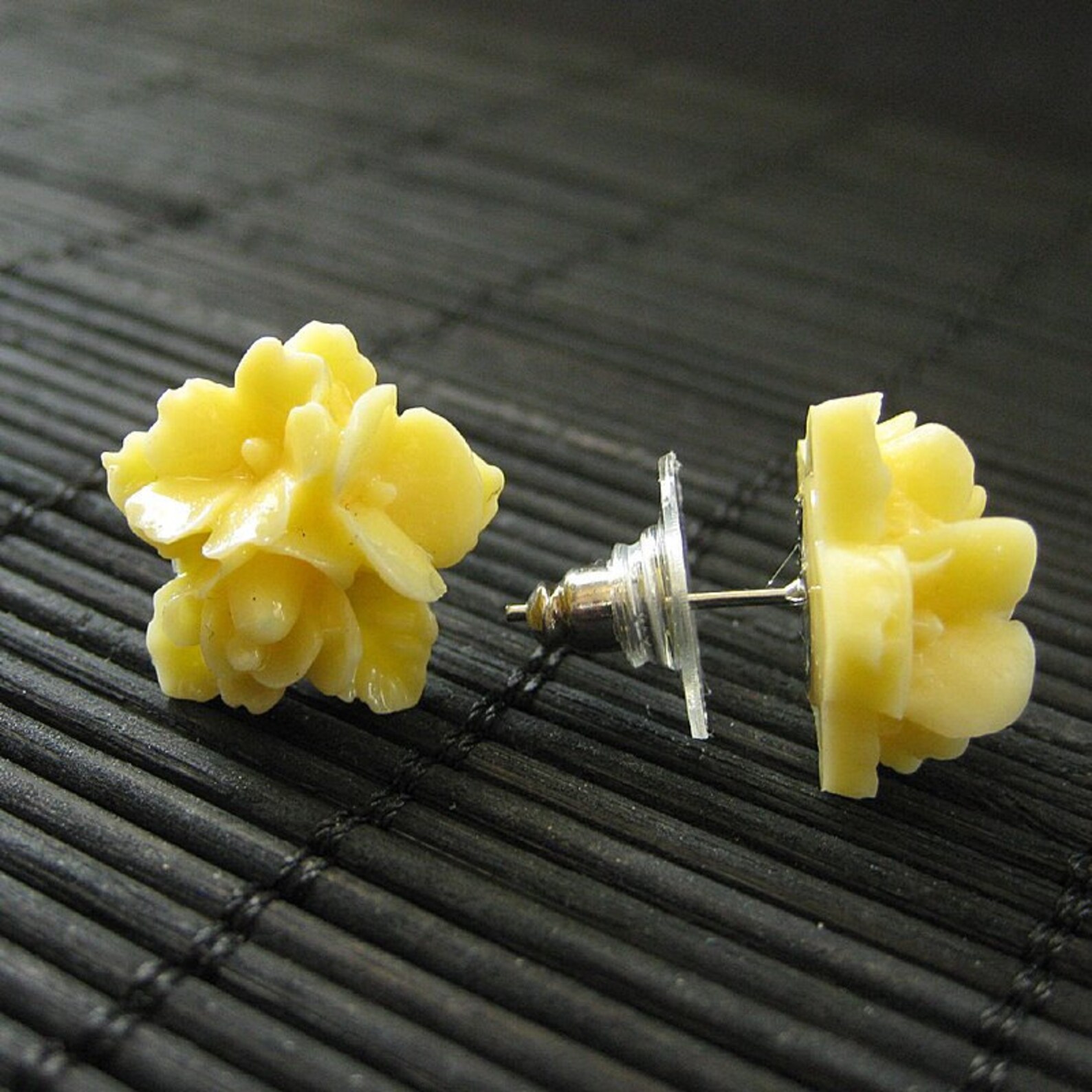 Yellow Flower Cluster Earrings. Yellow Flower Earrings. Silver Etsy
