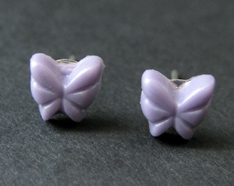 Mini Butterfly Earrings. Purple Earrings. Silver Post Earrings. Purple Butterfly Earrings. Stud Earrings. Handmade Jewelry.