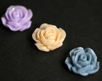 Roses Magnet Set of Three. Lavender Purple, Peach, and Dusk Blue Flower Magnets. Floral Fridge Magnets. Handmade Home Decor.