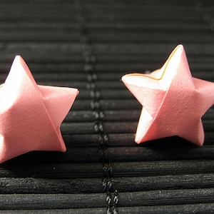 Star Earrings. Pink Star Earrings. Oragami Star Earrings. Paper Star Earrings. Silver Post Earrings. Stud Earrings. Origami Jewelry.