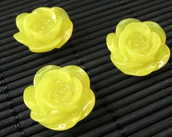 Yellow Rose Flower Refrigerator Magnets. Set of Three. Yellow Flower Magnets. Handmade Home Decor.