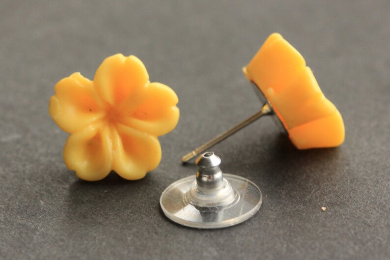 Mustard Yellow Flower Earrings. Marigold Yellow Earrings. Etsy