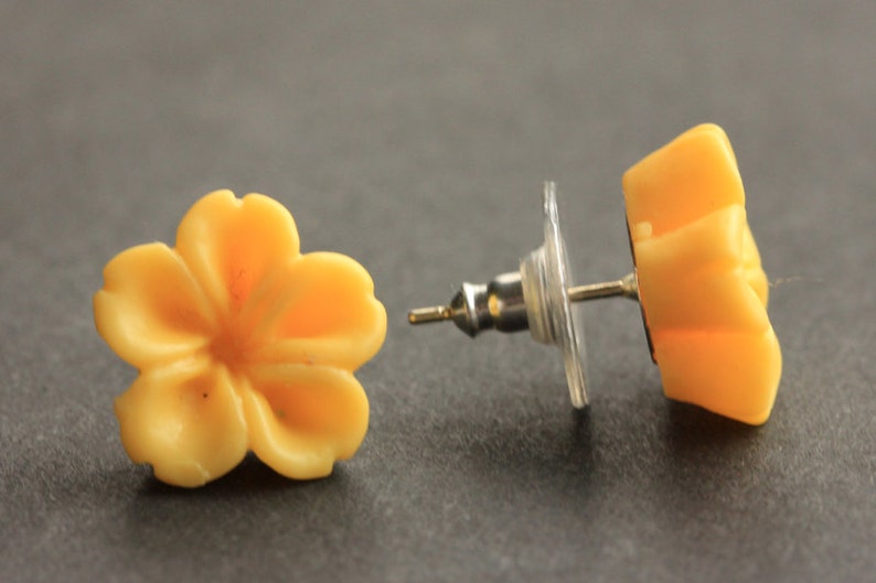Mustard Yellow Flower Earrings. Marigold Yellow Earrings. Etsy