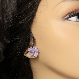 Purple Flower Cluster Earrings. Purple Flower Earrings. Silver Post Earrings. Stud Earrings. Flower Jewelry. Handmade Jewelry. image 4