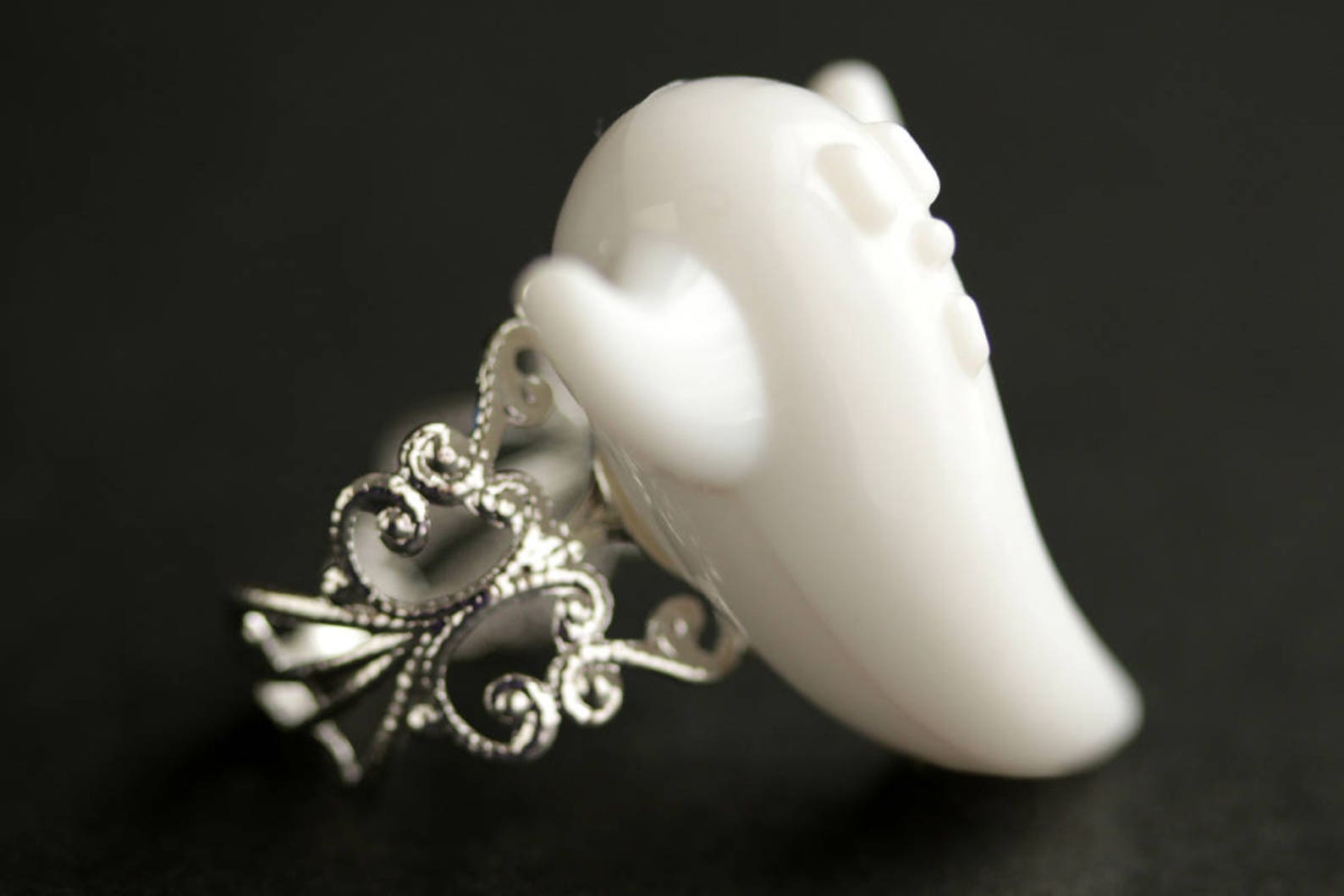 Spooky Ghost Ring. Halloween Ring. Filigree Ring. Adjustable Ring. Gold ...
