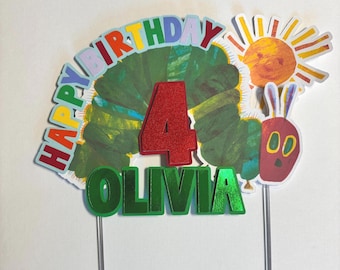 Hungry Caterpillar Cake Topper | Handmade Layered Cardstock | Birthday Party Decor
