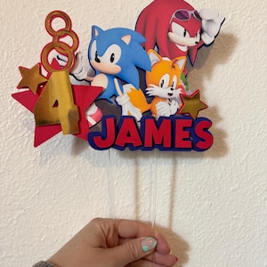 3D Sonic the Hedgehog Cake Topper | Handmade Layered Cardstock | Birthday Party Decor